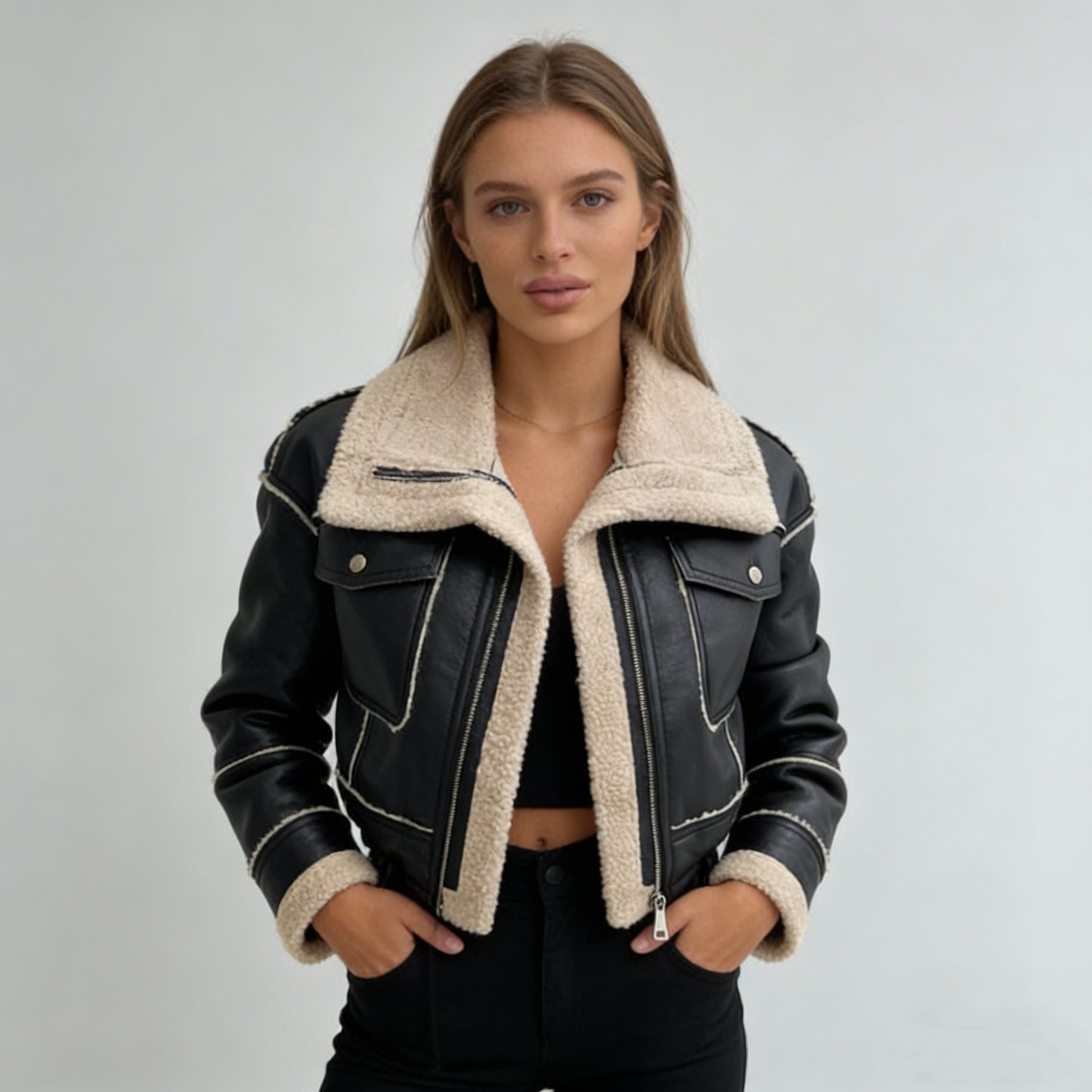 Lamb wool short coat