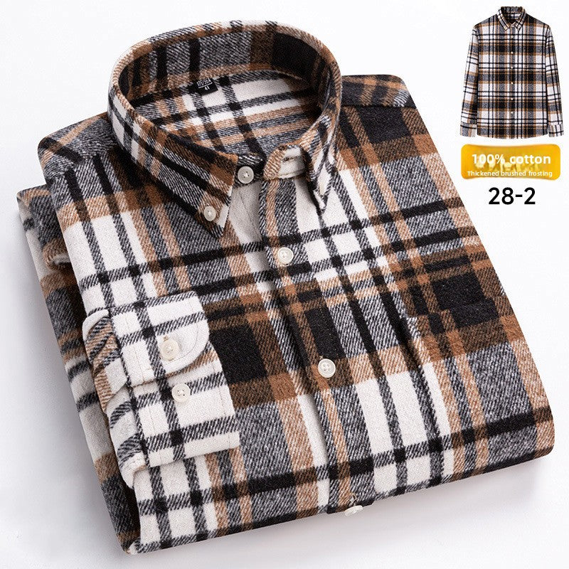 Mens Vintage Plaid Long Sleeve Shirt