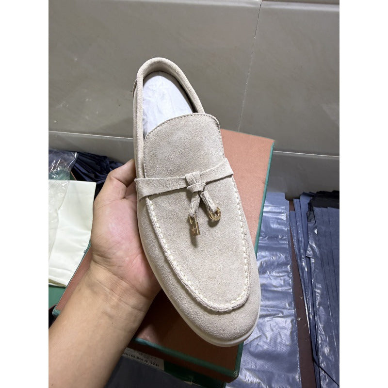 Women's Sheepskin Tassel Buckle Loafers
