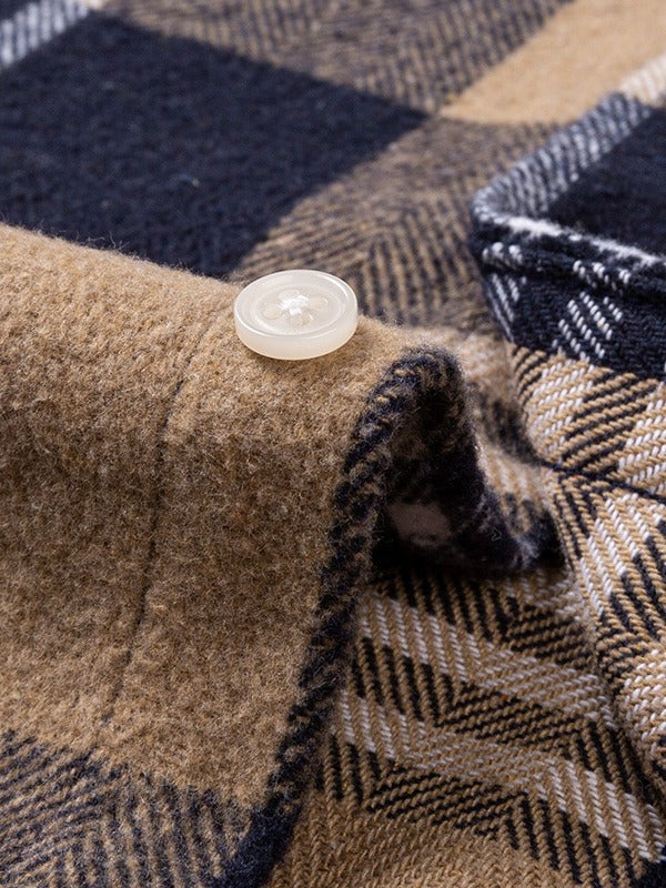 Mens Vintage Plaid Long Sleeve Shirt