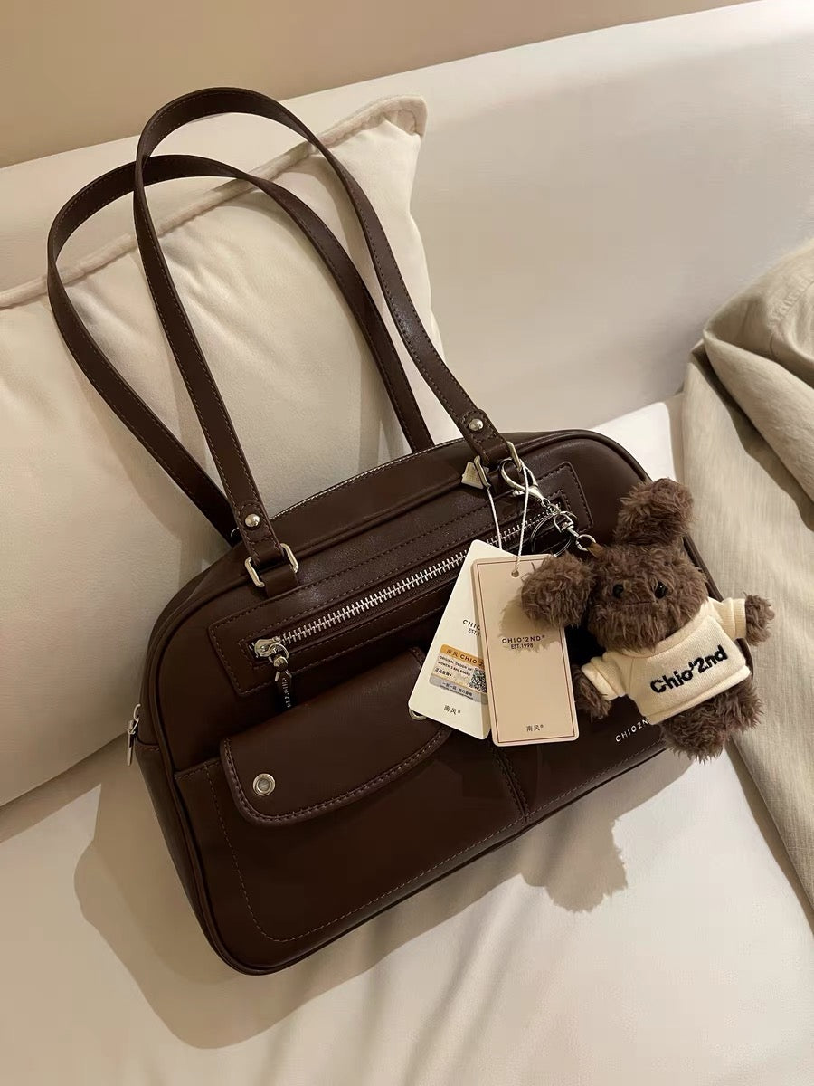 Vintage PU Leather Pillow Tote Bag for Women