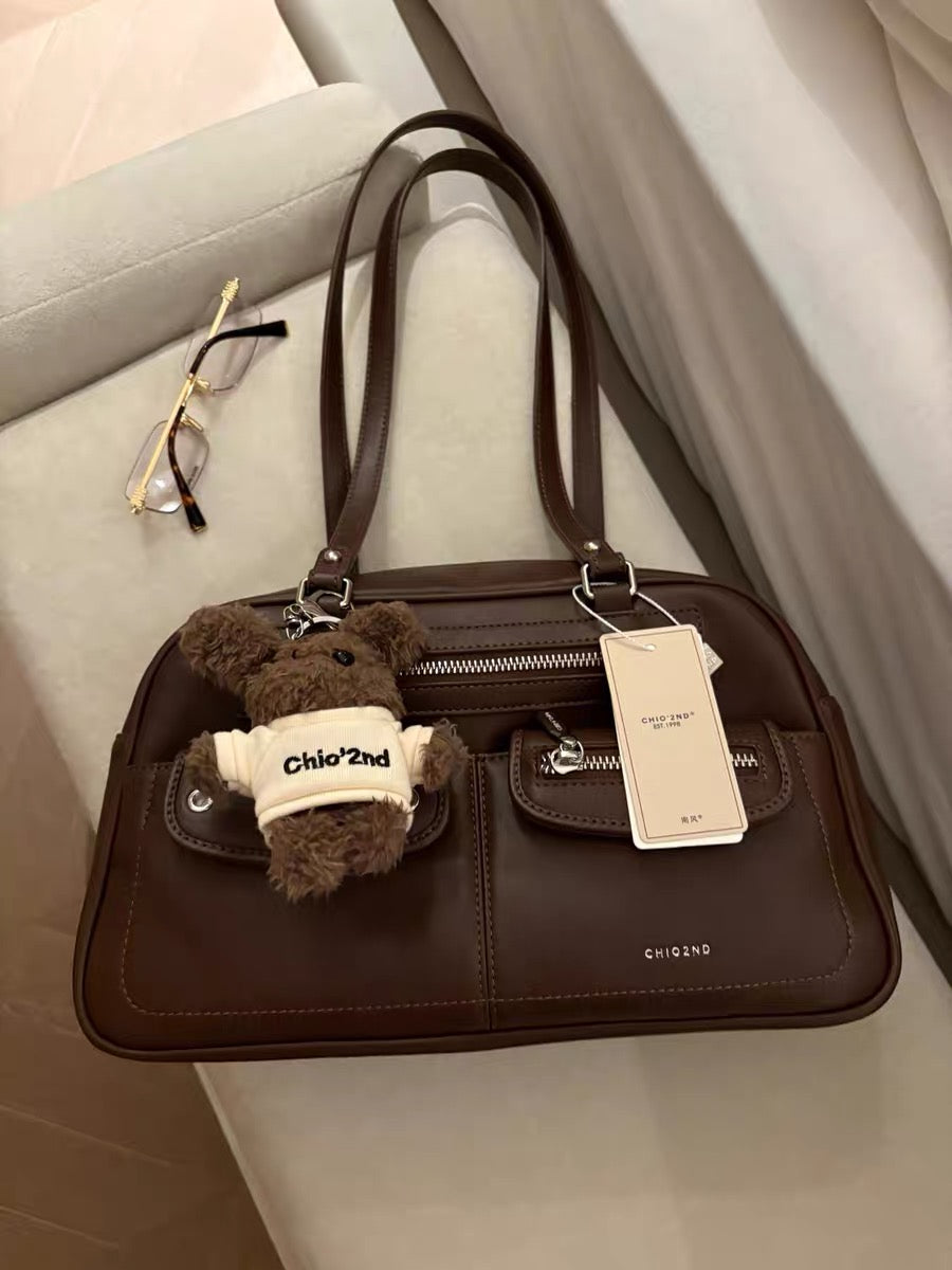 Vintage PU Leather Pillow Tote Bag for Women