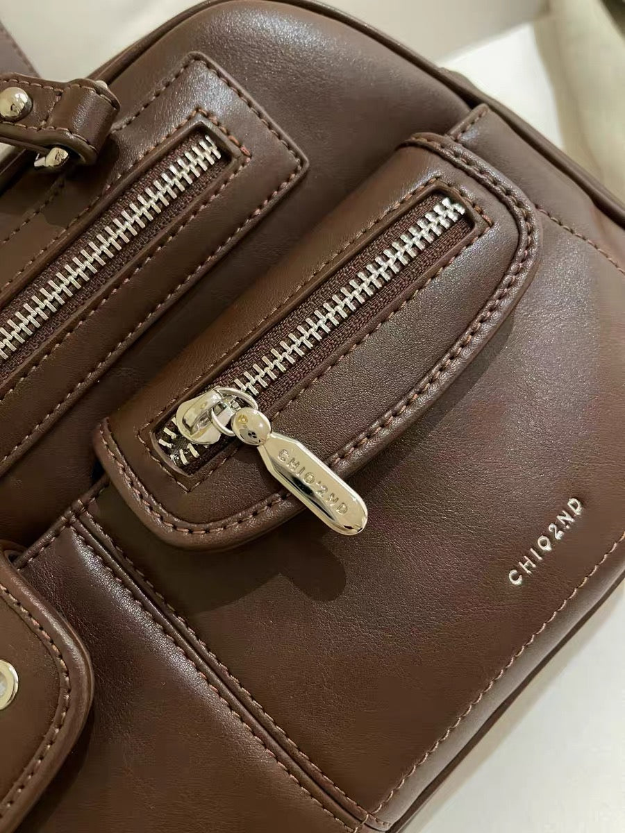 Vintage PU Leather Pillow Tote Bag for Women