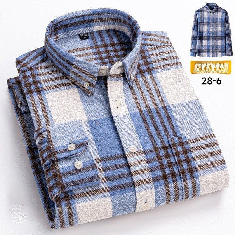 Mens Vintage Plaid Long Sleeve Shirt