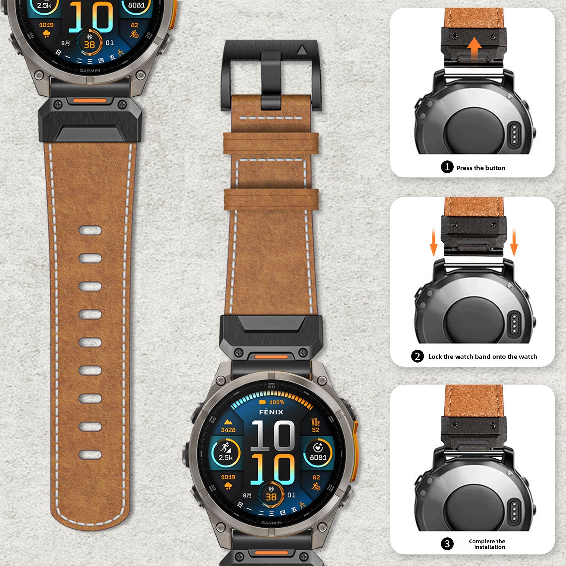 Genuine Leather Watch Strap for Garmin