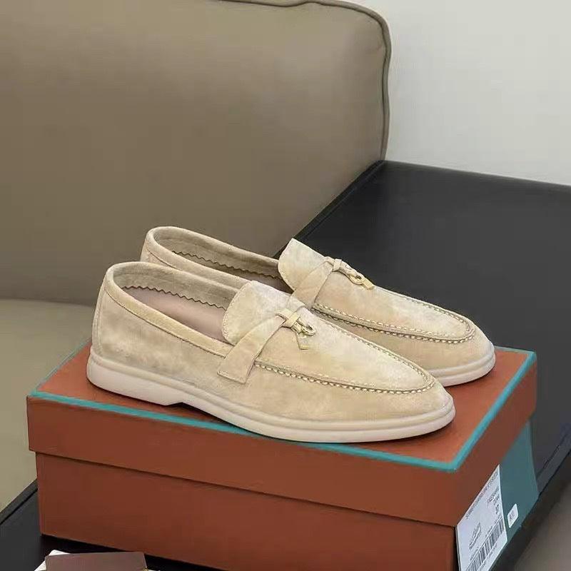 Women's Sheepskin Tassel Buckle Loafers