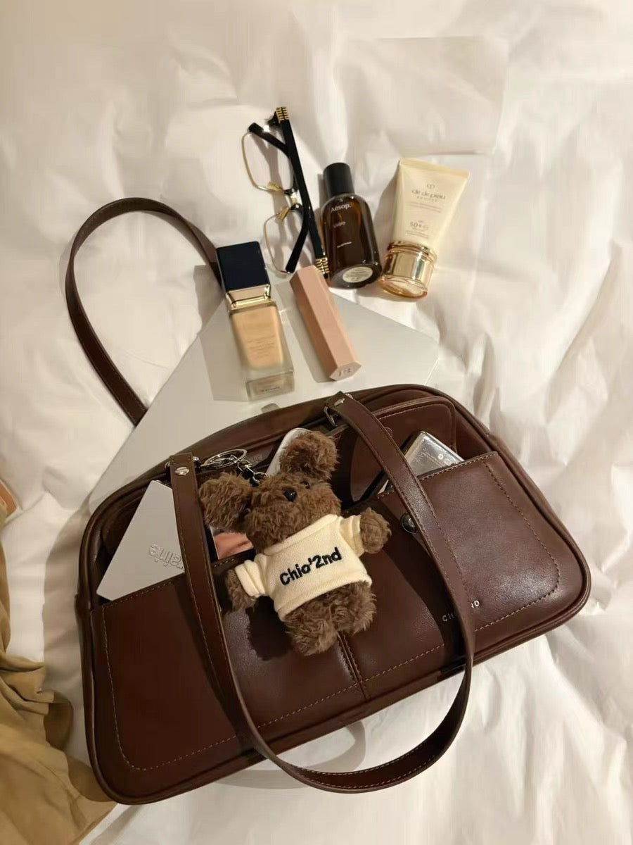 Vintage PU Leather Pillow Tote Bag for Women