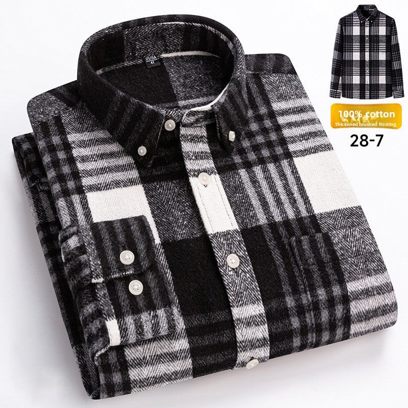 Mens Vintage Plaid Long Sleeve Shirt