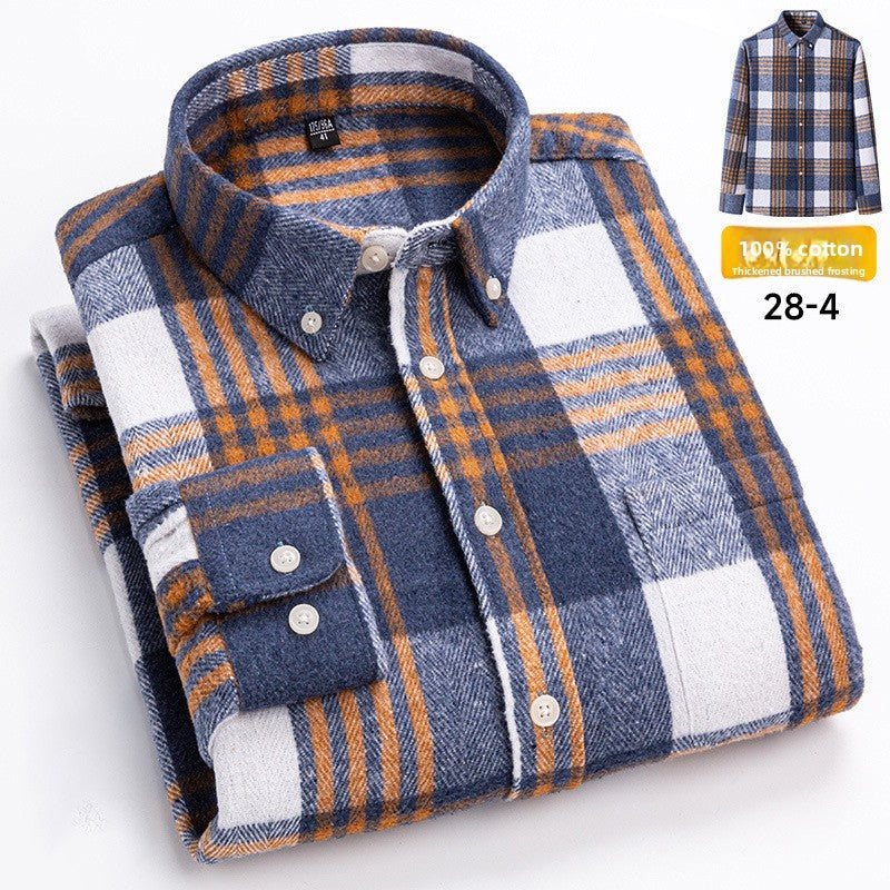 Mens Vintage Plaid Long Sleeve Shirt