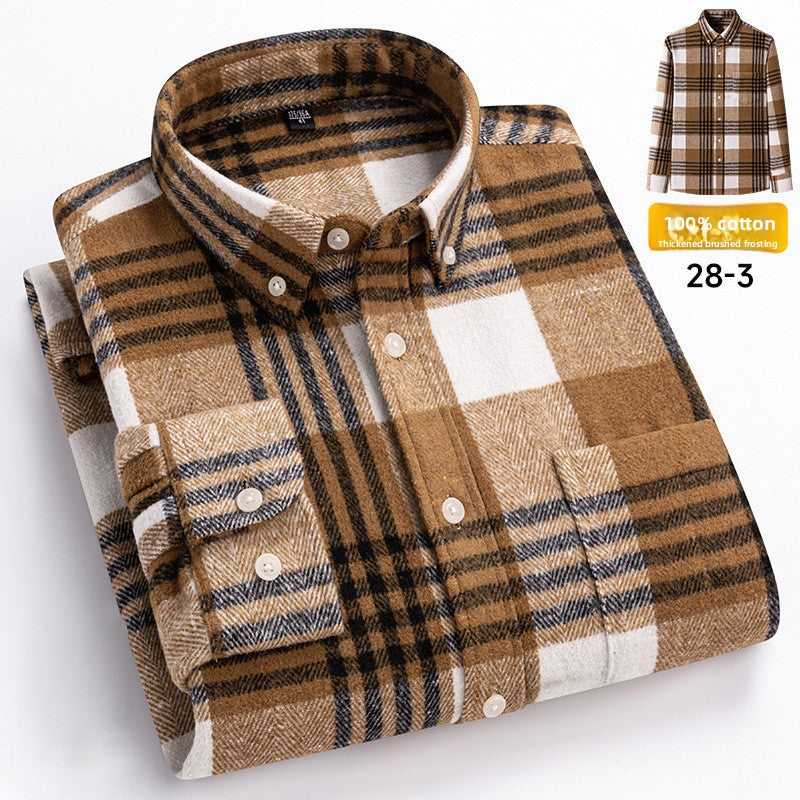 Mens Vintage Plaid Long Sleeve Shirt