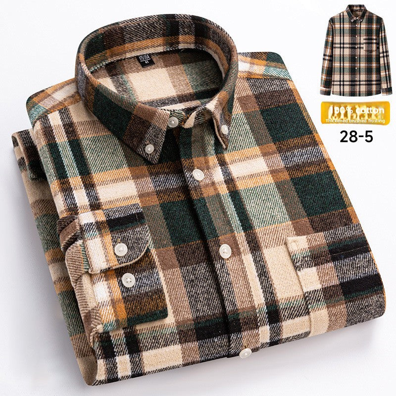 Mens Vintage Plaid Long Sleeve Shirt