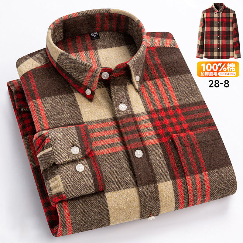 Mens Vintage Plaid Long Sleeve Shirt